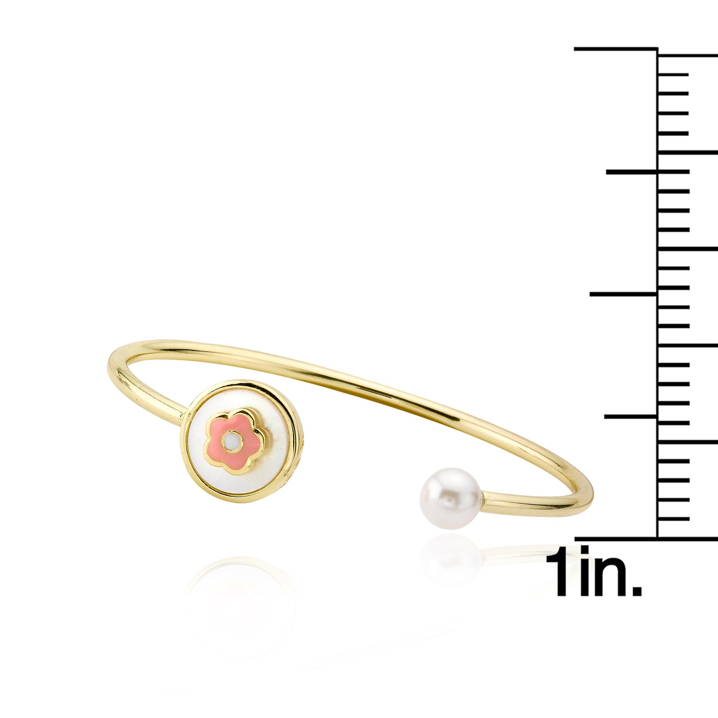 Enamel Flower and Pearl Bangle