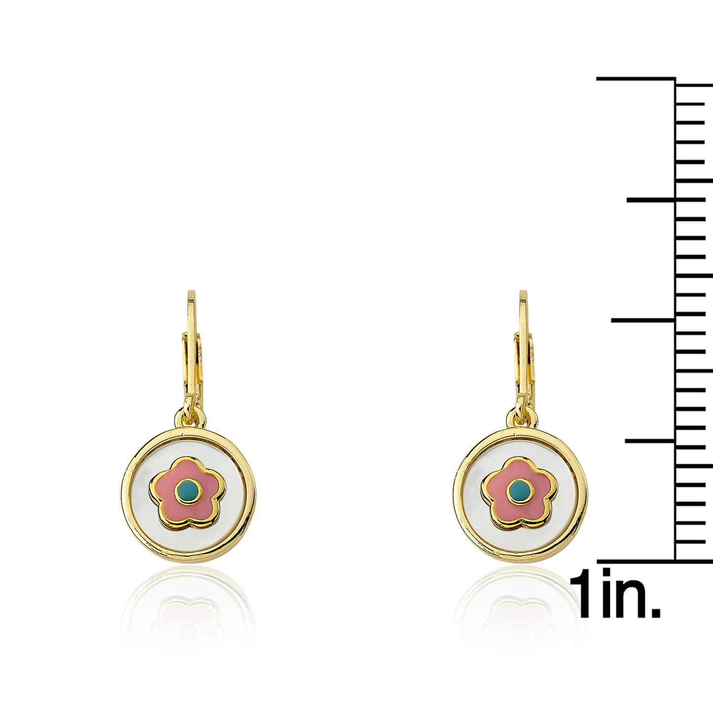 Mother Of Pearl Coin Flower Dangle Earring