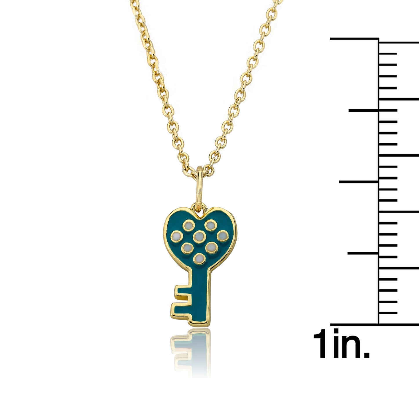 Turquoise Polka Dot Key Necklace