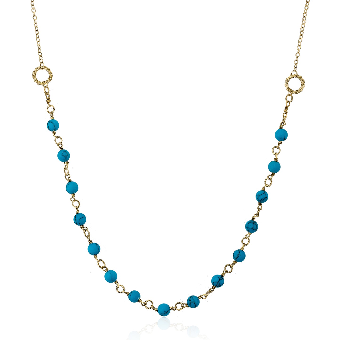 14k Gold Plated Country Chic Turquoise Chain Necklace