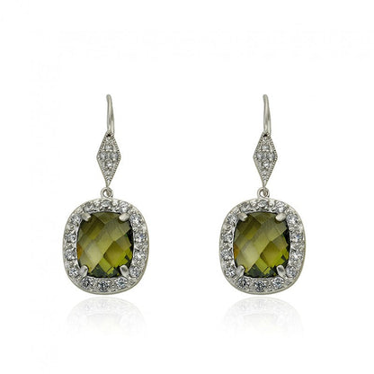 14K Gold Plated ARCTIC MIST Stone Square Earrings Wholesale