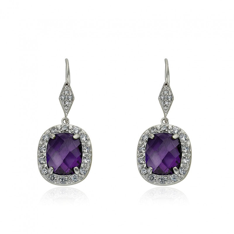 14K Gold Plated ARCTIC MIST Stone Square Earrings Wholesale