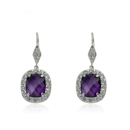 14K Gold Plated ARCTIC MIST Stone Square Earrings Wholesale