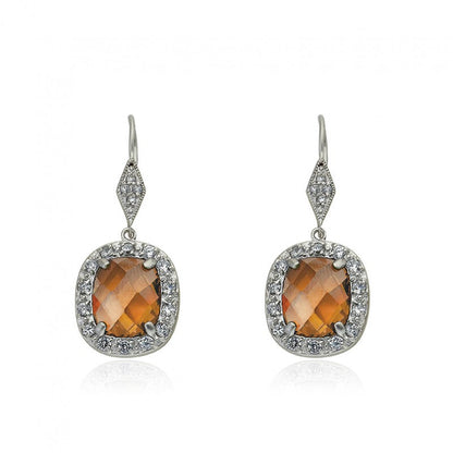 14K Gold Plated ARCTIC MIST Stone Square Earrings Wholesale