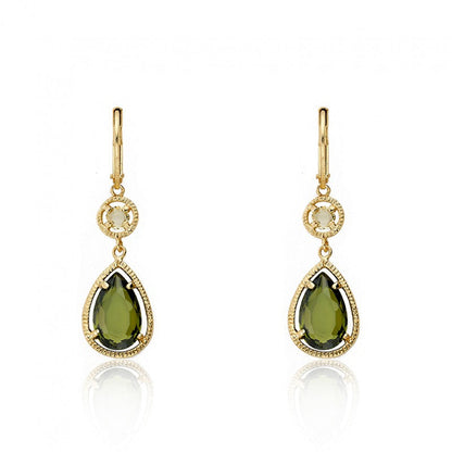 14K Gold Plated ARCTIC MIST Teardrop Leverback Gold Earrings Wholesale