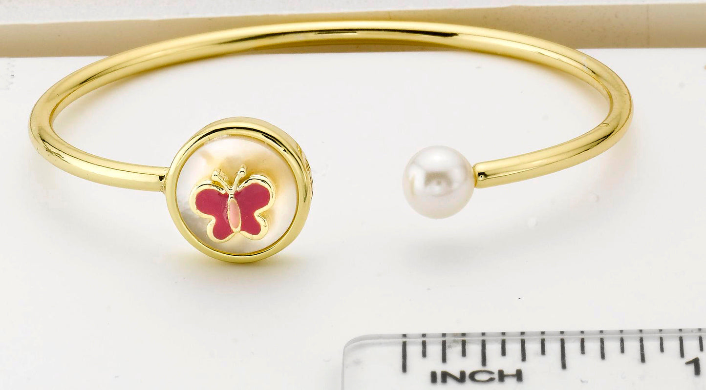 Enamel Butterfly and Pearl Bangle Wholesale