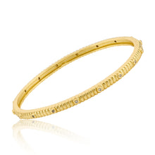 Thin Ribbed Bangle with CZs