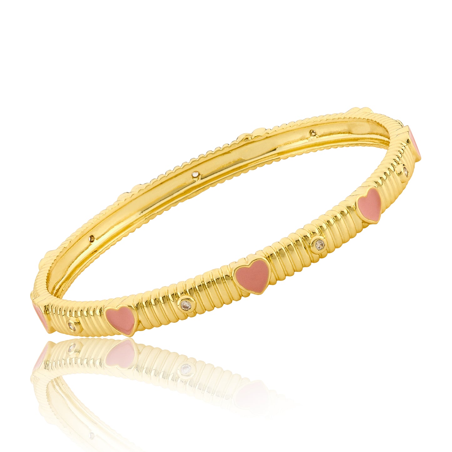 Ribbed Bangle And Enamel Hearts Bangle