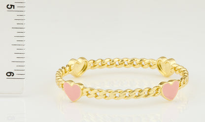 Link Bangle Accented With Enamel Hearts Wholesale