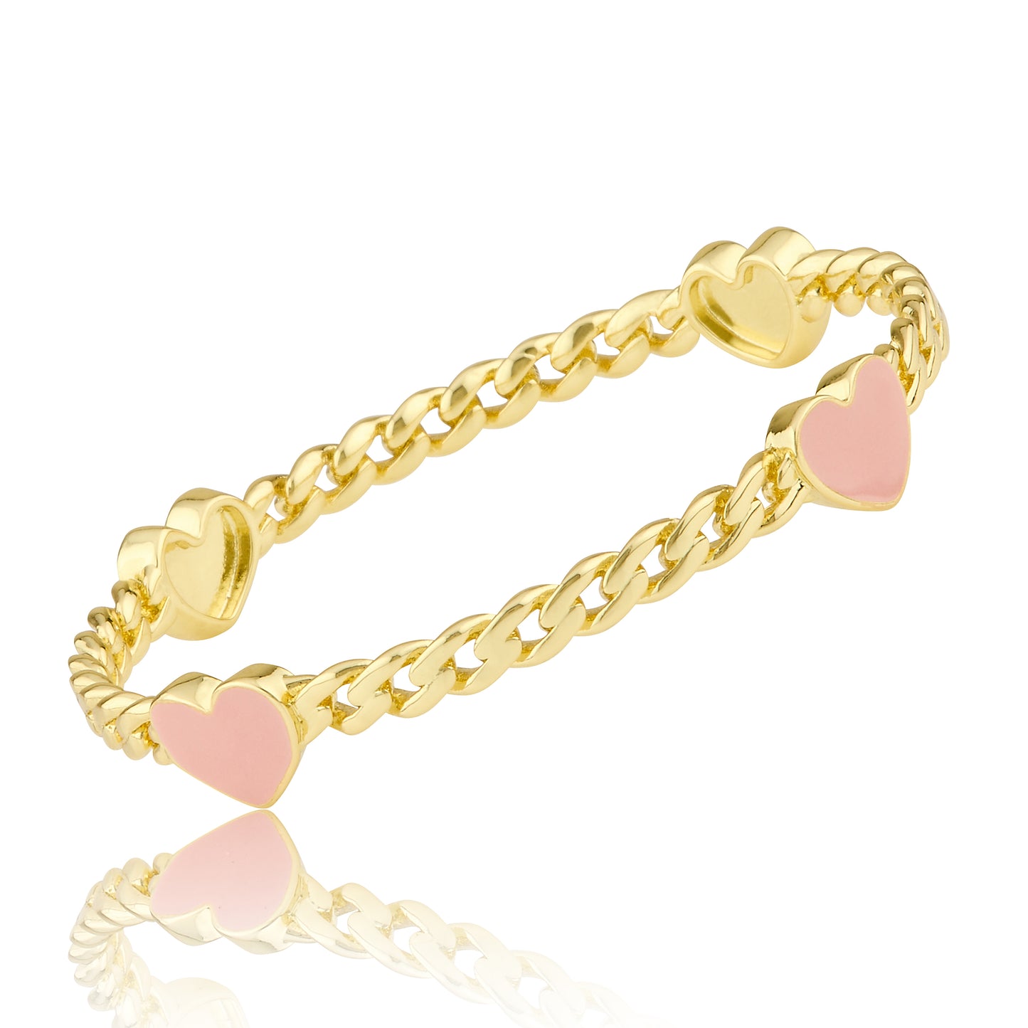 Link Bangle Accented With Enamel Hearts Wholesale