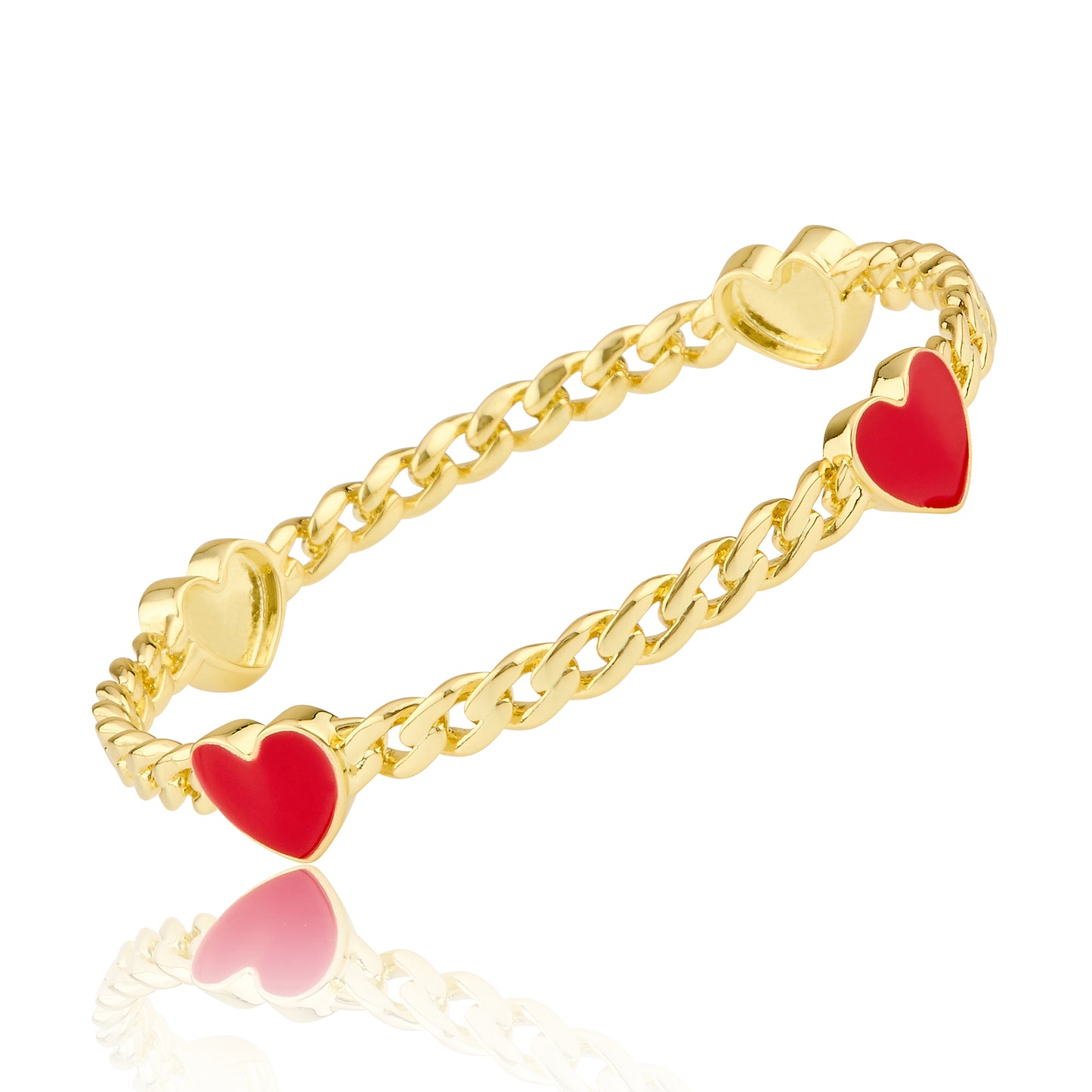 Link Bangle Accented With Enamel Hearts Wholesale