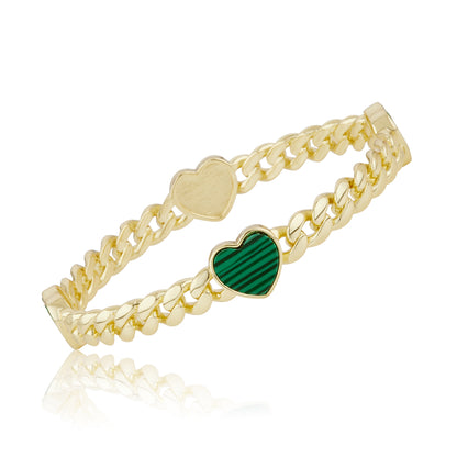 Link Bangle Accented With Mother Of Pearl Hearts Wholessale