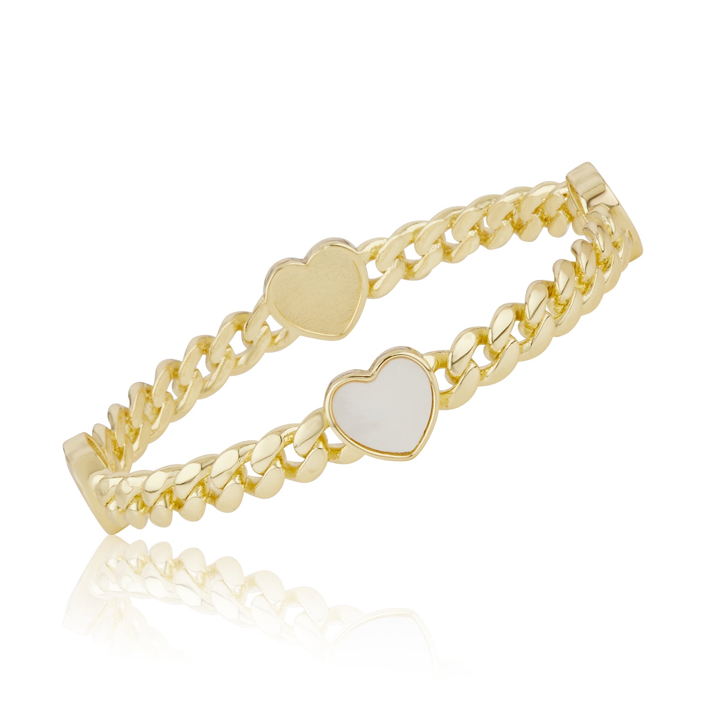Link Bangle Accented With Mother Of Pearl Hearts Wholessale
