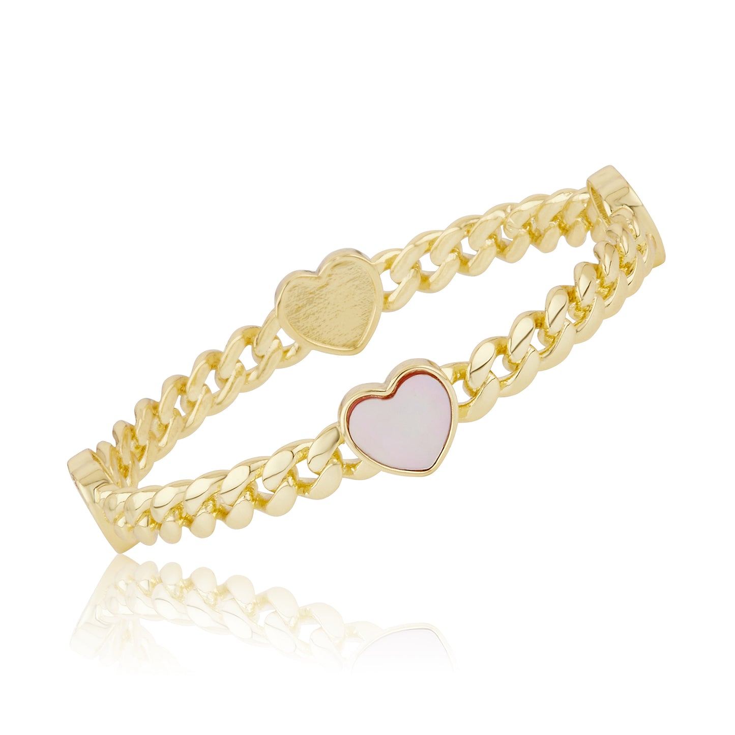 Link Bangle Accented With Mother Of Pearl Hearts Wholessale