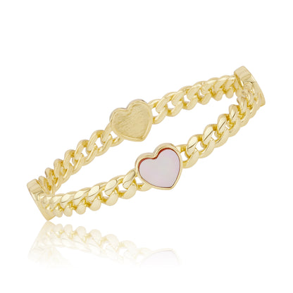 Link Bangle Accented With Mother Of Pearl Hearts Wholessale