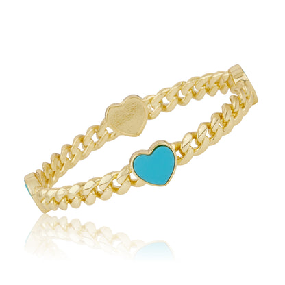 Link Bangle Accented With Mother Of Pearl Hearts Wholessale