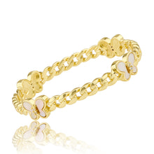 Link Bangle Accented With Cz & Mother Of Pearl Butterflies Wholesale