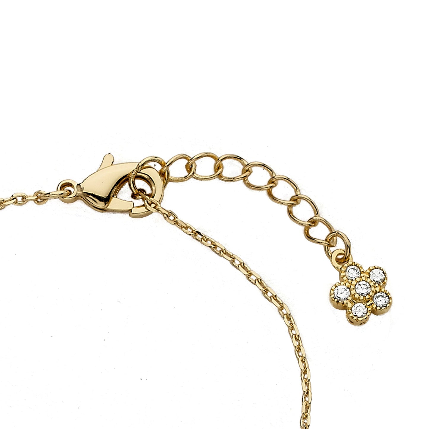 14k Gold Plated3 Tone Plated Cubic Zirconia Small Flowers Chain Bracelet Wholesale
