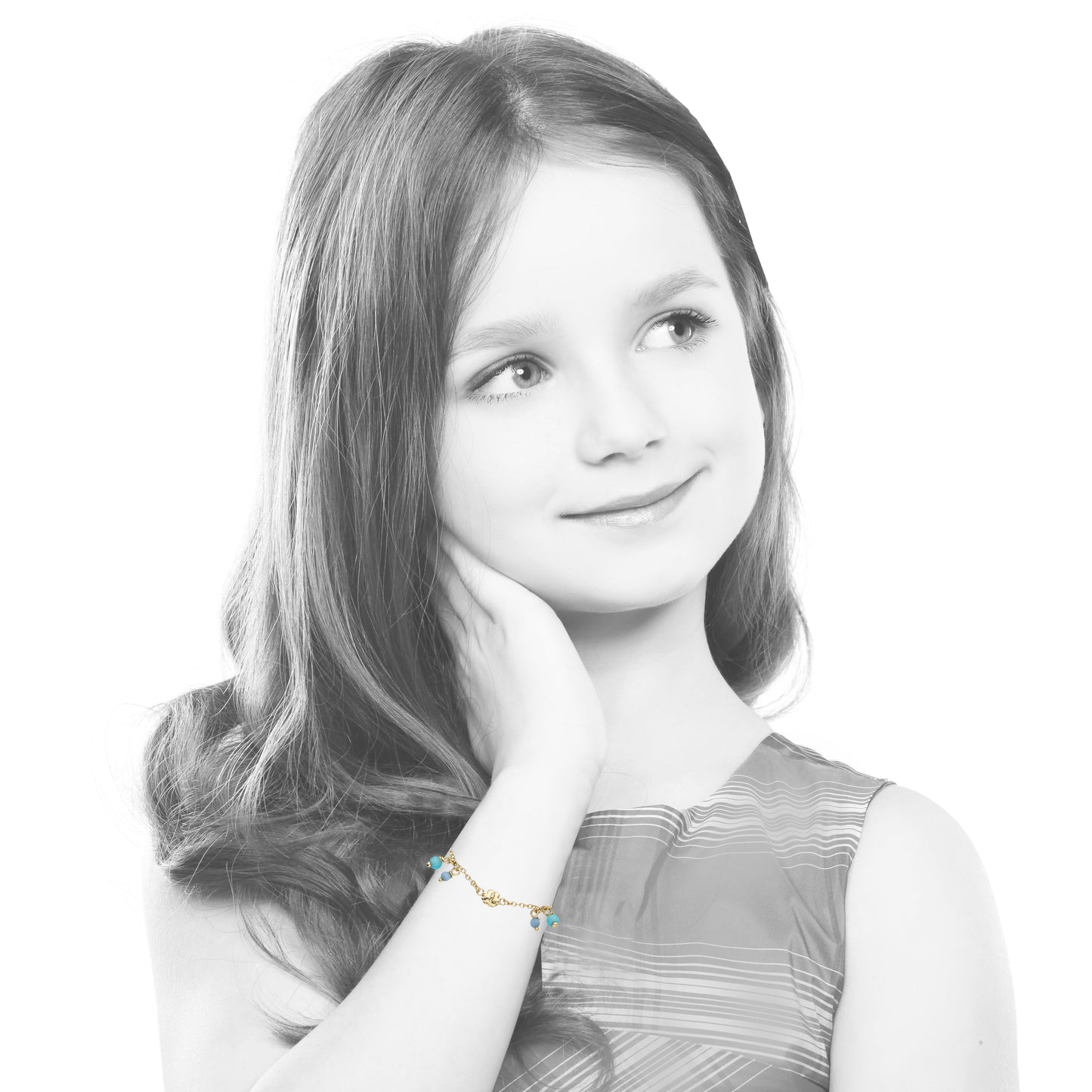 14k Gold Plated Cat Eye  Bracelet with Butterflies and Dangling Cat Eye Balls Wholesale