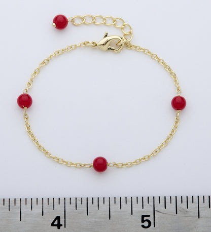 14k Gold Plated LITTLE MISS FLOWER GIRL Pearl & Turquoise Station Bracelet