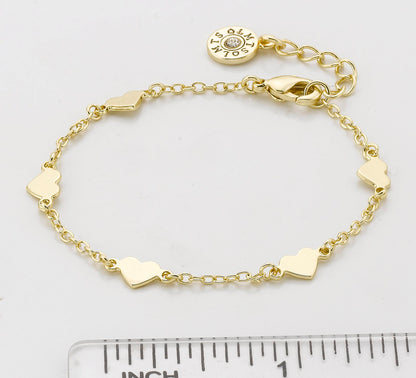 14k Gold-Plated Heart Station Bracelet