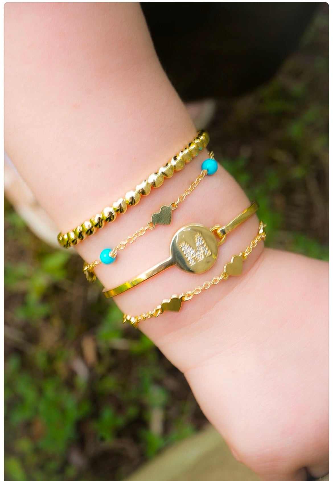 Gold Initial Disc Bangle Wholesale