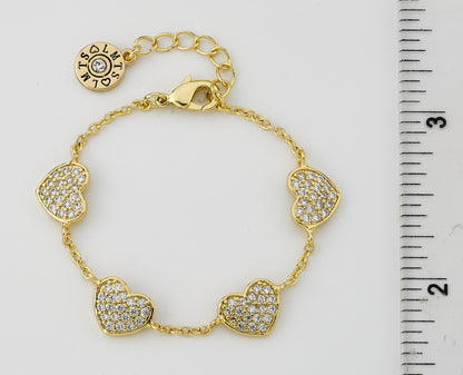 CZ Filled Hearts Bracelet