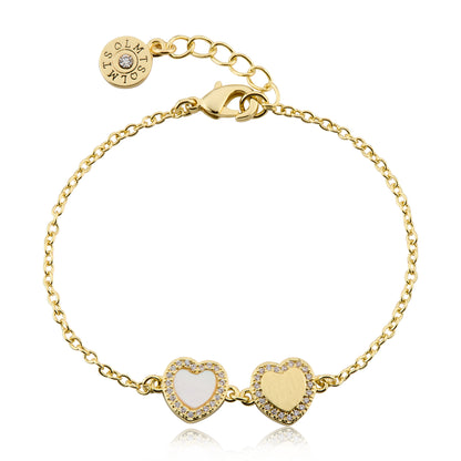 LMTS Classic! Cz Framed Heart Chain Bracelet