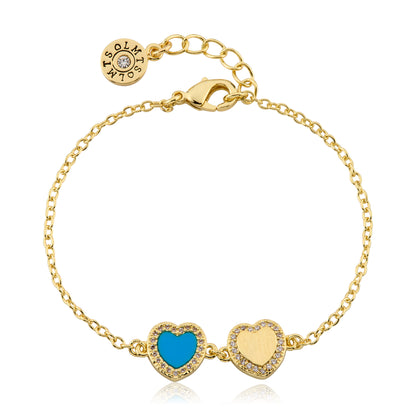 LMTS Classic! Cz Framed Heart Chain Bracelet