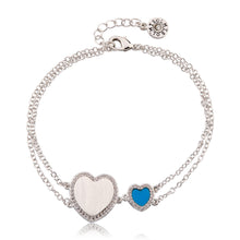 LMTS Classic!  Cz Framed Large Heart & Small Heart Double Strand Chain Bracelet