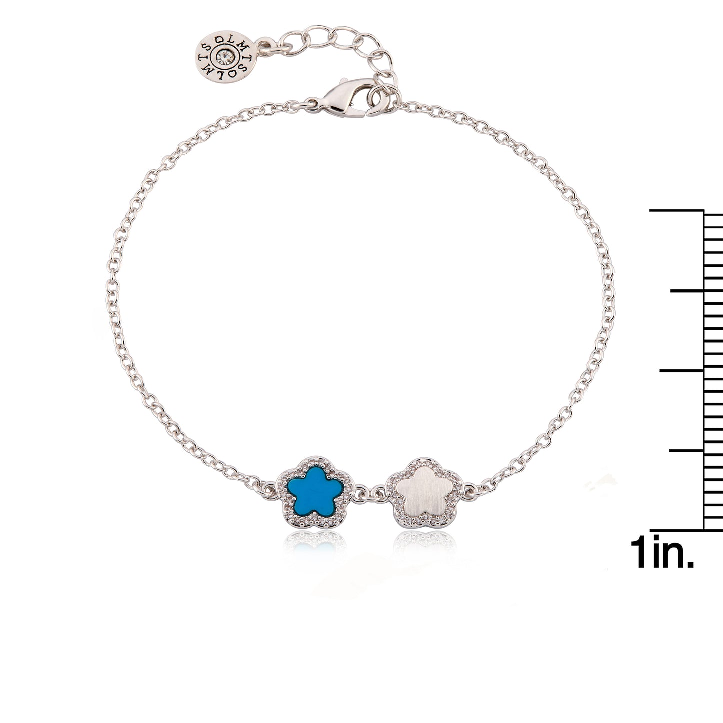 LMTS Classic! Cz Framed Flower Chain Bracelet