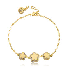 LMTS Classic! Cz Framed Triple Flower Chain Bracelet