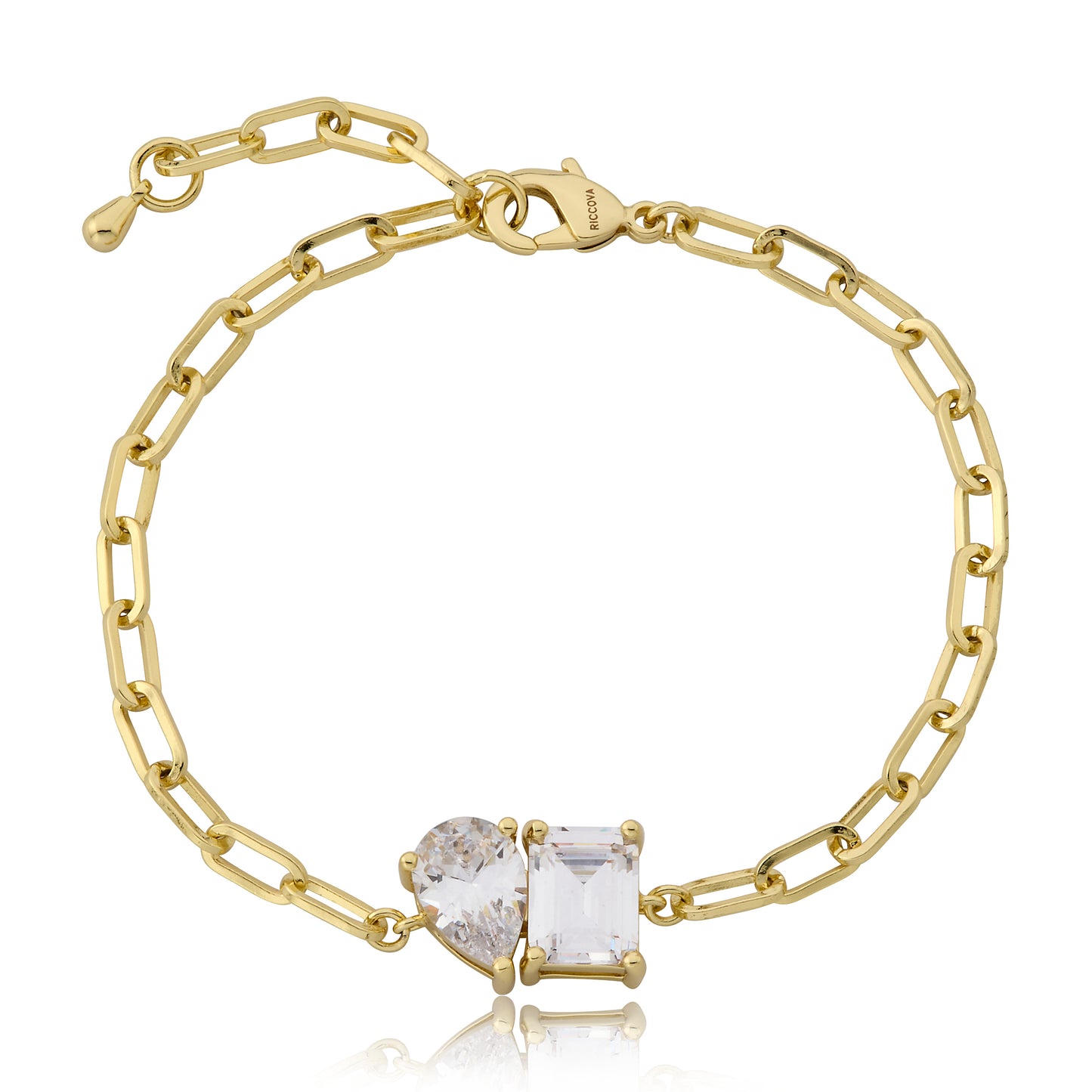 Riccova Classic  Me & You Solitaire Paperclip Chain Link Bracelet