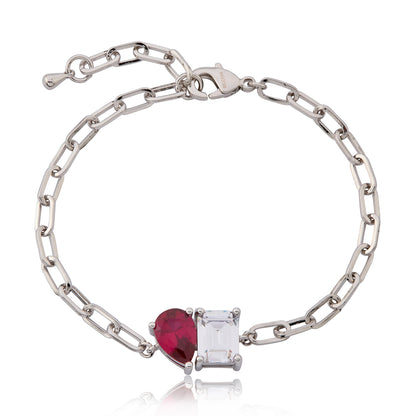 Riccova Classic  Me & You Solitaire Paperclip Chain Link Bracelet