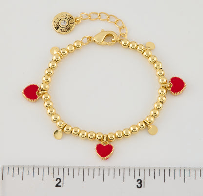 LMTS Classic! Bead & Disc Dangles  Hearts Bracelet