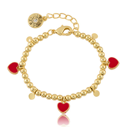 LMTS Classic! Bead & Disc Dangles  Hearts Bracelet