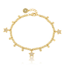 LMTS Classic! Bead & Disc Dangles Cz Stars Bracelet