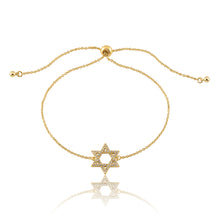 LMTS Classic! 14K Gold Plated Cz Star Of David Bolo Chain Bracelet