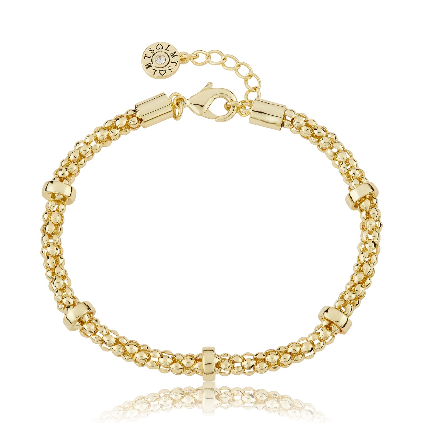 14K Gold Plated Mesh Rope Gold Ball Station Bracelet/ Wholesale