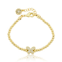 LMTS Classic! 14K Gold Plated Bead & Cz Butterfly Wire Bracelet