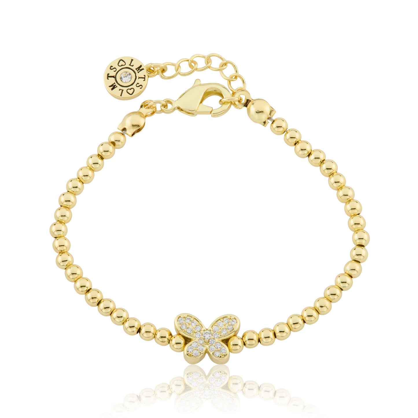 LMTS Classic! 14K Gold Plated Bead & Cz Butterfly Wire Bracelet Wholesale