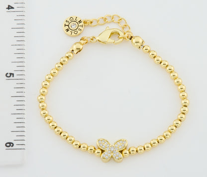 LMTS Classic! 14K Gold Plated Bead & Cz Butterfly Wire Bracelet Wholesale