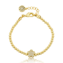 LMTS Classic! 14K Gold Plated Bead & Cz Flower Wire Bracelet Wholesale