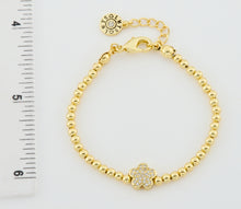 LMTS Classic! 14K Gold Plated Bead & Cz Flower Wire Bracelet Wholesale