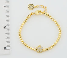 LMTS Classic! 14K Gold Plated Bead & Cz Flower Wire Bracelet