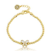LMTS Classic! 14K Gold Plated Bead & Mother Of Pearl Butterfly Wire Bracelet Wholesale