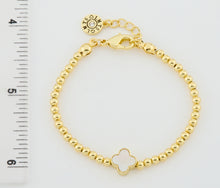 LMTS Classic! 14K Gold Plated Bead & Mother Of Pearl Clover Wire Bracelet Wholesale