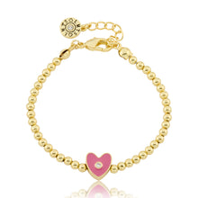 LMTS Classic! 14K Gold Plated Bead & Enamel Heart Wire Bracelet Wholesale