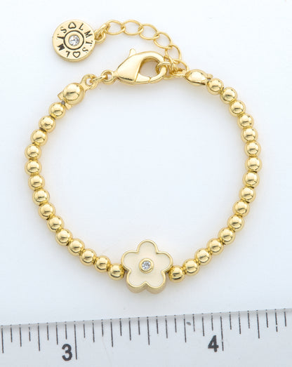 LMTS Classic! 14K Gold Plated Bead & Enamel Flower Wire Bracelet Wholesale