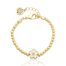 LMTS Classic! 14K Gold Plated Bead & Enamel Flower Wire Bracelet